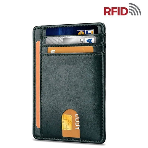 Mens Leather Slim Wallet Credit Card Holder RFID Blocking Pocket ID - Aubaines À GO-GO