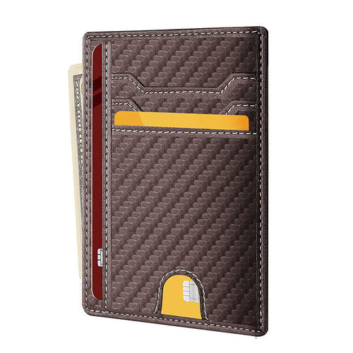 Mens Leather Slim Wallet Credit Card Holder RFID Blocking Pocket ID - Aubaines À GO-GO