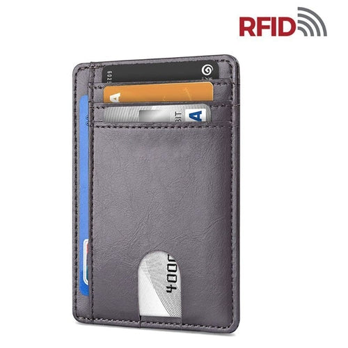 Mens Leather Slim Wallet Credit Card Holder RFID Blocking Pocket ID - Aubaines À GO-GO