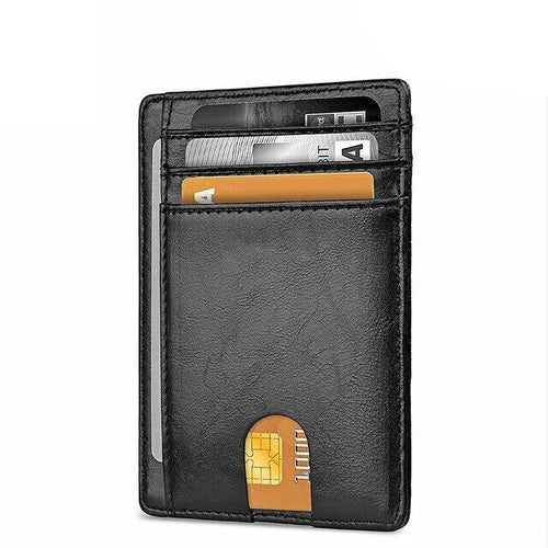 Mens Leather Slim Wallet Credit Card Holder RFID Blocking Pocket ID - Aubaines À GO-GO