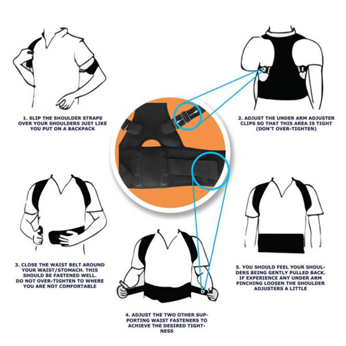 Posture Corrector Support Magnetic Back Shoulder Brace Belt Band For - Aubaines À GO-GO