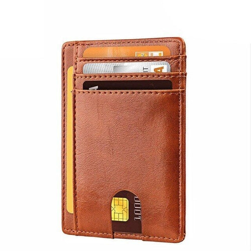 Mens Leather Slim Wallet Credit Card Holder RFID Blocking Pocket ID - Aubaines À GO-GO
