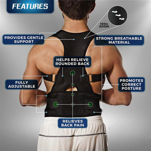 Posture Corrector Support Magnetic Back Shoulder Brace Belt Band For - Aubaines À GO-GO