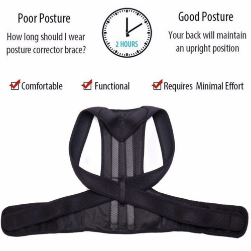 Adjustable Posture Corrector Low Back Support Shoulder Brace Belt For - Aubaines À GO-GO