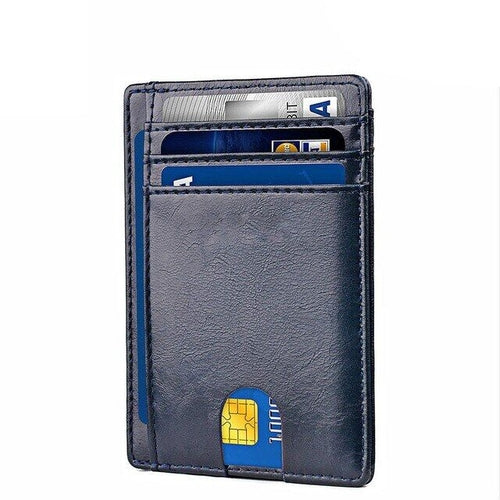 Mens Leather Slim Wallet Credit Card Holder RFID Blocking Pocket ID - Aubaines À GO-GO
