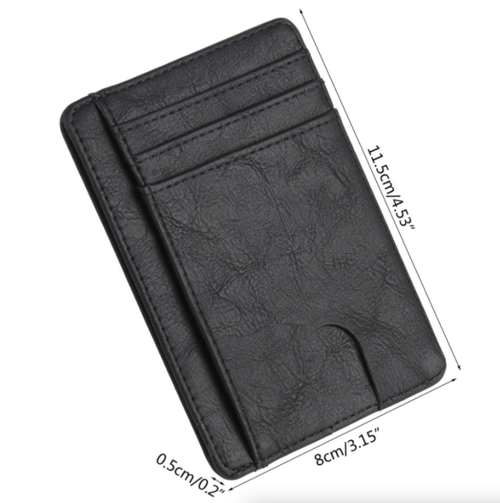 Mens Leather Slim Wallet Credit Card Holder RFID Blocking Pocket ID - Aubaines À GO-GO