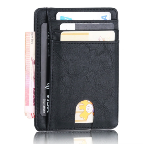 Mens Leather Slim Wallet Credit Card Holder RFID Blocking Pocket ID - Aubaines À GO-GO