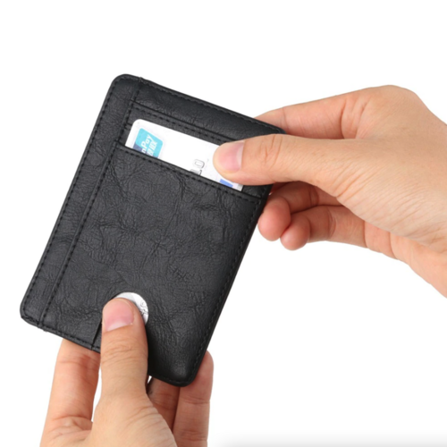 Mens Leather Slim Wallet Credit Card Holder RFID Blocking Pocket ID - Aubaines À GO-GO