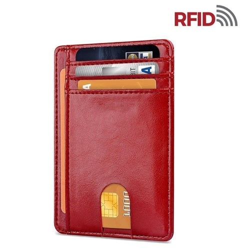 Mens Leather Slim Wallet Credit Card Holder RFID Blocking Pocket ID - Aubaines À GO-GO