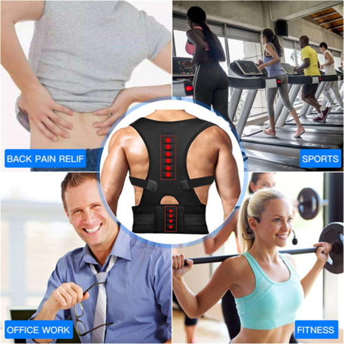 Posture Corrector Support Magnetic Back Shoulder Brace Belt Band For - Aubaines À GO-GO