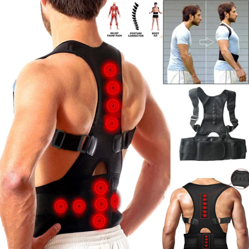 Posture Corrector Support Magnetic Back Shoulder Brace Belt Band For - Aubaines À GO-GO
