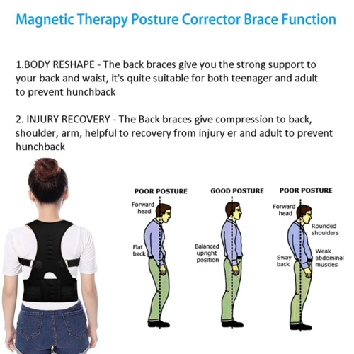 Posture Corrector Support Magnetic Back Shoulder Brace Belt Band For - Aubaines À GO-GO