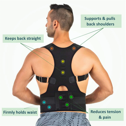 Posture Corrector Support Magnetic Back Shoulder Brace Belt Band For - Aubaines À GO-GO