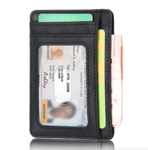 Mens Leather Slim Wallet Credit Card Holder RFID Blocking Pocket ID - Aubaines À GO-GO