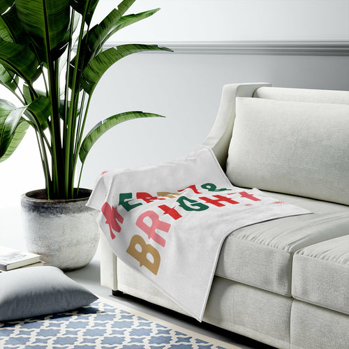 Christmas Holiday Merry & Bright Plush Blanket Throw - Aubaines À GO-GO