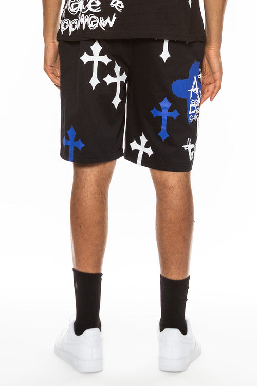 Bejewelled Chrome Skull Shorts EMS4107 - Aubaines À GO-GO