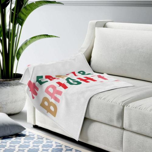 Christmas Holiday Merry & Bright Plush Blanket Throw - Aubaines À GO-GO