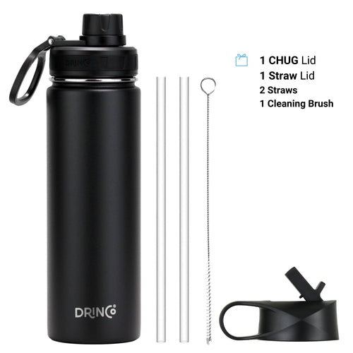 DRINCO® 22oz Stainless Steel Sport Water Bottle - Black - Aubaines À GO-GO