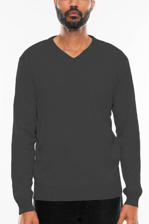 Solid Vneck Knit Pullover Sweater - Aubaines À GO-GO