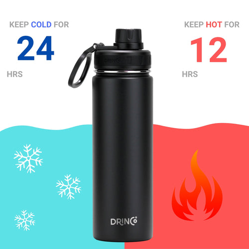DRINCO® 22oz Stainless Steel Sport Water Bottle - Black - Aubaines À GO-GO