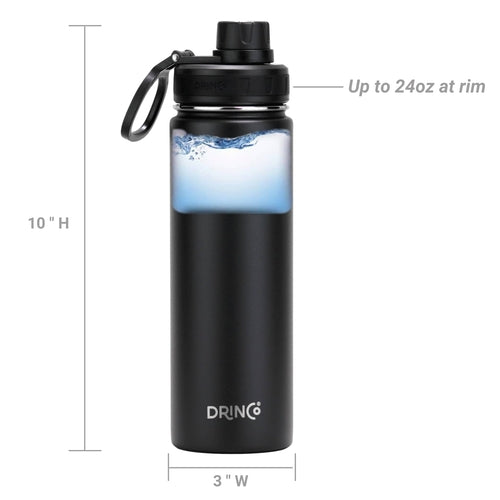 DRINCO® 22oz Stainless Steel Sport Water Bottle - Black - Aubaines À GO-GO
