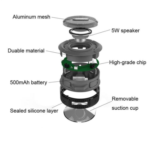 Mini Portable Waterproof Bluetooth Speaker with Suction Cup - Aubaines À GO-GO