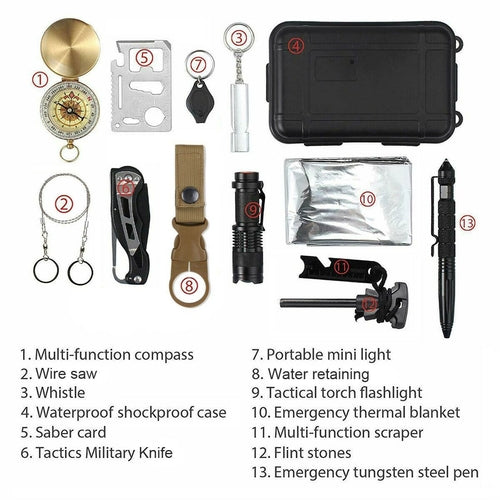 14 in 1 Outdoor Emergency Survival And Safety Gear Kit Camping - Aubaines À GO-GO