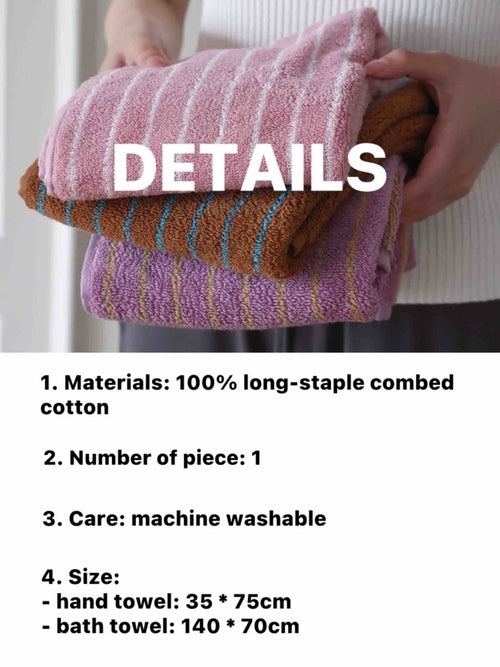 Ultra Soft Absorbent Retro Stripe Bath Towel - 100% Organic Cotton - Aubaines À GO-GO
