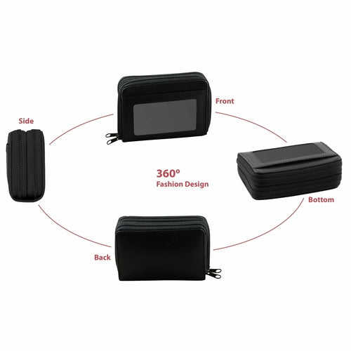 RFID Genuine Leather Credit Card Wallet for Women w/ ID Display Window - Aubaines À GO-GO